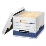 Bankers Box STOR/FILE Medium-Duty Letter/Legal Storage Boxes, Letter/Legal Files, 12.75" x 16.5" x 10.5", White/Blue, 12/Carton (FEL00789) View Product Image