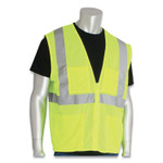 PIP ANSI Class 2 Four Pocket Zipper Safety Vest, Polyester Mesh, 4X-Large, Hi-Viz Lime Yellow View Product Image