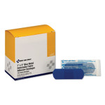 First Aid Only Adhesive Blue Metal Detectable Bandages, 1 x 3, Plastic with Foil, 100/Box, 12 Boxes/Carton