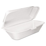 Dart Foam Hinged Lid Container, Hoagie Container with Removable Lid, 5.3 x 9.8 x 3.3, White, 125/Bag, 4 Bags/Carton (DCC99HT1R) View Product Image