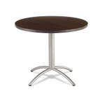 Iceberg CafeWorks Table, Cafe-Height, Round, 36" x 30", Walnut/Silver (ICE65624) View Product Image