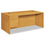 HON 10500 Series "L" Workstation Single Pedestal Desk with 3/4 Height Pedestal, 72" x 36" x 29.5", Harvest