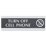 Headline Sign Century Series Office Sign,TURN OFF CELL PHONE, 9 x 3