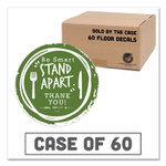 Tabbies BeSafe Messaging Floor Decals, Be Smart Stand Apart; Knife/Fork; Thank You, 12" Dia., Green/White, 60/Carton