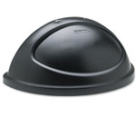 Rubbermaid Commercial Untouchable Plastic Half-Round Lid, 21.38w x 12.38d x 9.13h, Black (RCP362000BK) View Product Image