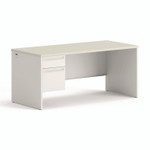 HON 38000 Series Left Pedestal Desk, 66" x 30" x 30", Light Gray/Silver