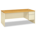 HON 38000 Series Right Pedestal Desk, 72" x 36" x 29.5", Harvest/Putty