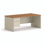 HON 38000 Series Left Pedestal Desk, 72" x 36" x 29.5", Harvest/Putty