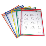 C-Line Reusable Dry Erase Pockets, 9 x 12, Assorted Primary Colors, 5/Pack (CLI40630) View Product Image
