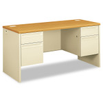 HON 38000 Series Kneespace Credenza, 60w x 24d x 29.5h, Harvest/Putty
