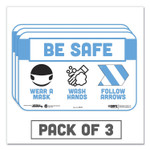 Tabbies BeSafe Messaging Education Wall Signs, 9 x 6,  "Be Safe, Wear a Mask, Wash Your Hands, Follow the Arrows", 3/Pack (TAB29546) Product Image 