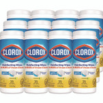 Clorox Disinfecting Wipes, Bleach Free Cleaning Wipes, 1-Ply, 7 x 8, Crisp Lemon, White, 35/Canister, 12 Canisters/Carton