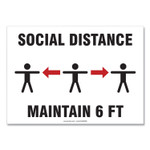 Accuform Social Distance Signs, Wall, 10 x 7, "Social Distance Maintain 6 ft", 3 Humans/Arrows, White, 10/Pack (GN1MGNF544VPESP) View Product Image