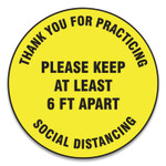 Accuform Slip-Gard Floor Signs, 17" Circle,"Thank You For Practicing Social Distancing Please Keep At Least 6 ft Apart", Yellow, 25/PK Accuform Slip-Gard Floor Signs, 17" Circle,"Thank You For Practicing Social Distancing Please Keep At Least 6 ft Apart", Yellow, 25/PK
