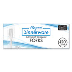 Berkley Square Elegant Dinnerware Heavyweight Cutlery, Individually Wrapped, Fork, White, 420/Box View Product Image