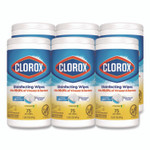 Clorox Disinfecting Wipes, Bleach Free Cleaning Wipes, 1-Ply, 7 x 7.75, Crisp Lemon, White, 75/Canister, 6 Canisters/Carton