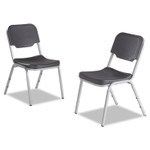 Iceberg Rough n Ready Stack Chair, Supports Up to 500 lb, 17.5" Seat Height, Black Seat, Black Back, Silver Base, 4/Carton