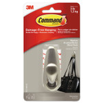 Command Adhesive Mount Metal Hook, Medium, Brushed Nickel Finish, 3 lb Capacity, 1 Hook and 2 Strips View Product Image