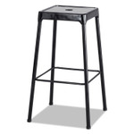 Safco Bar-Height Steel Stool, Backless, Supports Up to 250 lb, 29" Seat Height, Black