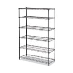 Alera NSF Certified 6-Shelf Wire Shelving Kit, 48w x 18d x 72h, Black Anthracite