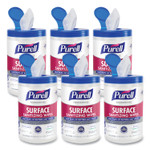 PURELL Foodservice Surface Sanitizing Wipes, 1-Ply, 10 x 7, Fragrance-Free, White, 110/Canister, 6 Canisters/Carton