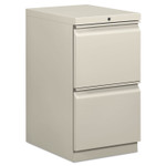 HON Mobile Pedestals, Left or Right, 2 Legal/Letter-Size File Drawers, Light Gray, 15" x 20" x 28" (BSXHBMP2FQ) View Product Image