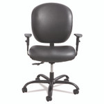 Safco Alday Intensive-Use Chair, Supports Up to 500 lb, 17.5" to 20" Seat Height, Black Vinyl Seat/Back, Black Base
