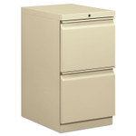 HON Brigade Mobile Pedestal, Left or Right, 2 Letter-Size File Drawers, Putty, 15" x 19.88" x 28"