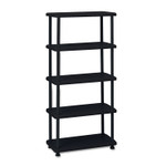 Iceberg Rough n Ready Open Storage System, Five-Shelf, Blow-Molded HDPE, 36w x 18d x 74h, Black