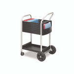 Safco Scoot Dual-Purpose Mail and Filing Cart, Metal, 1 Shelf, 2 Bins, 22" x 27" x 40.5", Black/Silver