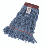 Boardwalk Cotton Mop Heads, Cotton/Synthetic, Large, Looped End, Wideband, Blue, 12/CT