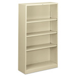 HON Metal Bookcase, Four-Shelf, 34.5w x 12.63d x 59h, Putty (HONS60ABCL) View Product Image