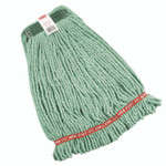 Rubbermaid Commercial Web Foot Wet Mop Heads, Shrinkless, Cotton/Synthetic, Green, Medium