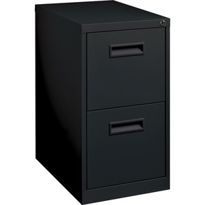 Lorell 19" File/File Mobile File Cabinet with Recessed Pull - 15" Width x 19" Depth x 28" Height - 2 x Drawer(s) for File - Letter - Locking Casters, Security Lock, Ball-bearing Suspension - Black