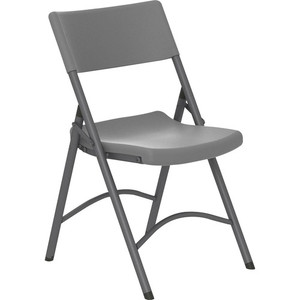 Cosco Zown Classic Commercial Resin Folding Chair - Gray Seat Color - Gray Back Color - Gray Frame Color - Steel, High Density Resin, High-density Polyethylene (HDPE) Frame Material - Four-legged Base
