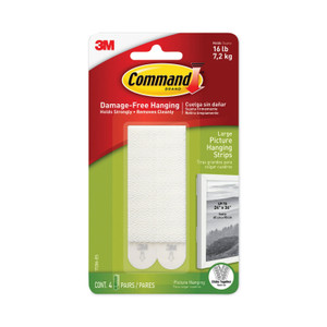 Command Picture Hanging Strips, Removable, Holds Up to 4 lbs per Pair, 0.5 x 3.63, White, 4 Pairs/Pack (MMM17206ES) View Product Image