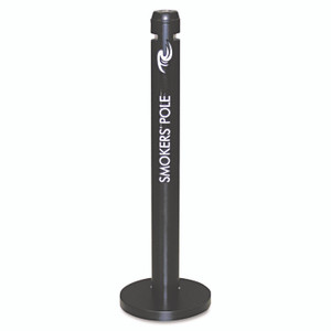 Rubbermaid Commercial Smoker's Pole, Round, Steel, 0.9 gal, 4 dia x 41h, Black