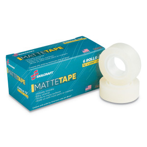 AbilityOne 7510015806226 SKILCRAFT Office Tape Matte Finish, 1" Core, 0.75" x 83.33 ft, Clear, 6/Pack (NSN5806226) View Product Image