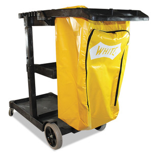 Impact Janitorial Cart, Plastic, 3 Shelves, 1 Bin, 20.5" x 48" x 38", Yellow