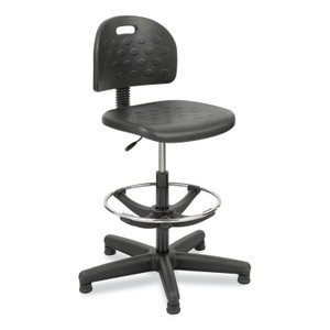 Safco Soft Tough Economy Workbench Chair, Supports Up to 250 lb, 22" to 32" Seat Height, Black Seat, Black Back, Black Base