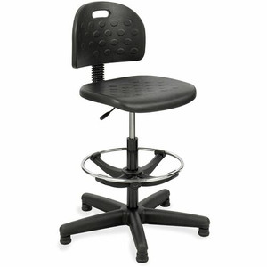 Safco Soft Tough Economy Workbench Drafting Chair - Black Seat Color - Foam, Polyurethane Seat Material - Foam Back Material - 5-star Base - Black