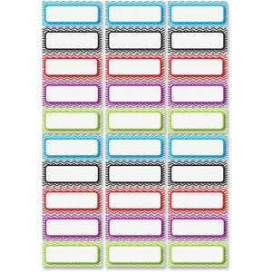 Ashley Dry Erase Chevron Nameplate Magnets - 30 x Rectangle Shape - Magnetic - Chevron - Die-cut, Write on/Wipe off, Heavy Duty - Multicolor