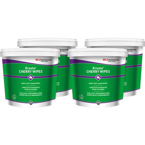 SC Johnson Kresto Heavy-Duty XL Hand Wipes - Cherry - 10" Width x 12" Length - White, Red - Polypropylene - 130/Bucket - (SJNKCW130WCT)