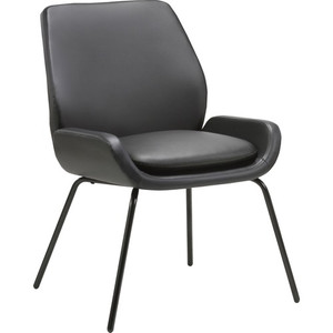 Lorell U-Shaped Seat Guest Chair - Bonded Leather Seat Material - Bonded Leather Back Material - Black