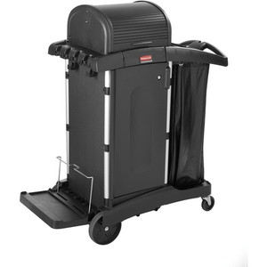 Rubbermaid Commercial High Security Cleaning Cart - Aluminum, Plastic - 22" Width x 48.25" Depth x 53.50" Height - Black