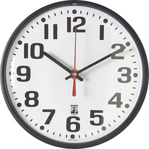 SKILCRAFT Selfset Wall Clock,w/Hardware, 9-1/4" Dia., BK Frm/WH Face (NSN5573153) Product Image 