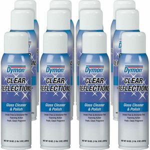 Dymon Clear Reflections Aerosol Glass Cleaner - 19 fl oz (0.6 quart) - Residue-free - Silver, Blue