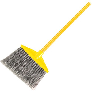 Rubbermaid Commercial Angle Broom - 10.50" Polypropylene Bristle - 1" Handle Diameter - Metal, Metal Handle - Gray