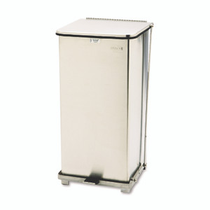 Rubbermaid Commercial Defenders Heavy-Duty Steel Step Can, 13 gal, Steel, Stainless Steel