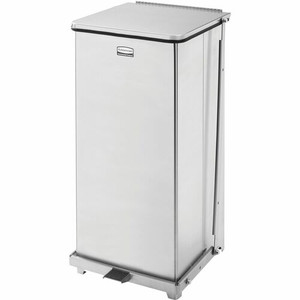Rubbermaid Commercial Defenders Square Step Can - 13 gal Capacity - Square - Foot Pedal, Fire-Safe, Leak Proof - 30" Height x 15" Width x 15" Depth - Steel